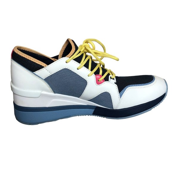 Michael Kors Wedge Trainer Womens 9M Blue White Sneakers Athletic Workout Shoes - Picture 5 of 16